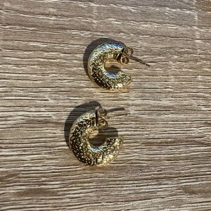 Gold Textured Hoop Earrings